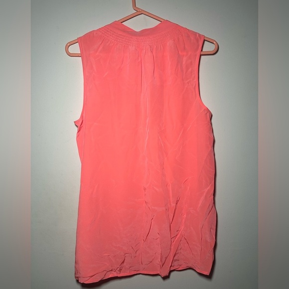 Lilly Pulitzer 100% Silk Pink Sleeveless Henley Tank Blouse Size Medium - Picture 14 of 16